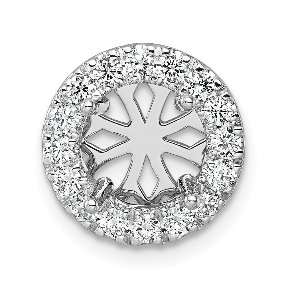 14k White Gold 1/2 carat Lab Grown Diamond VS/SI+ G+ Round Semi Mount Halo Chain Slide Pendant