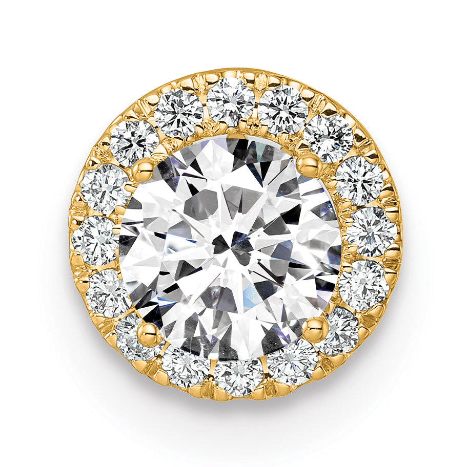14k Yellow Gold 2 1/2 carat Lab Grown Diamond VS/SI+ G+ Complete Round Halo Chain Slide Pendant