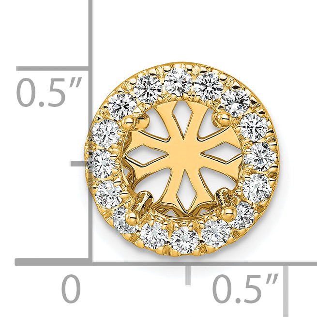14k 1/2 carat Lab Grown Diamond VS/SI+ G+ Semi Mount Round Halo Chain Slide Pendant