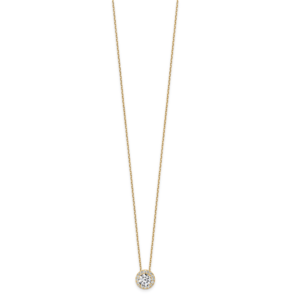14k 2 1/2 carat Certified Lab Grown Diamond VS/SI+ G+ Complete 18 inch Halo Pendant Necklace