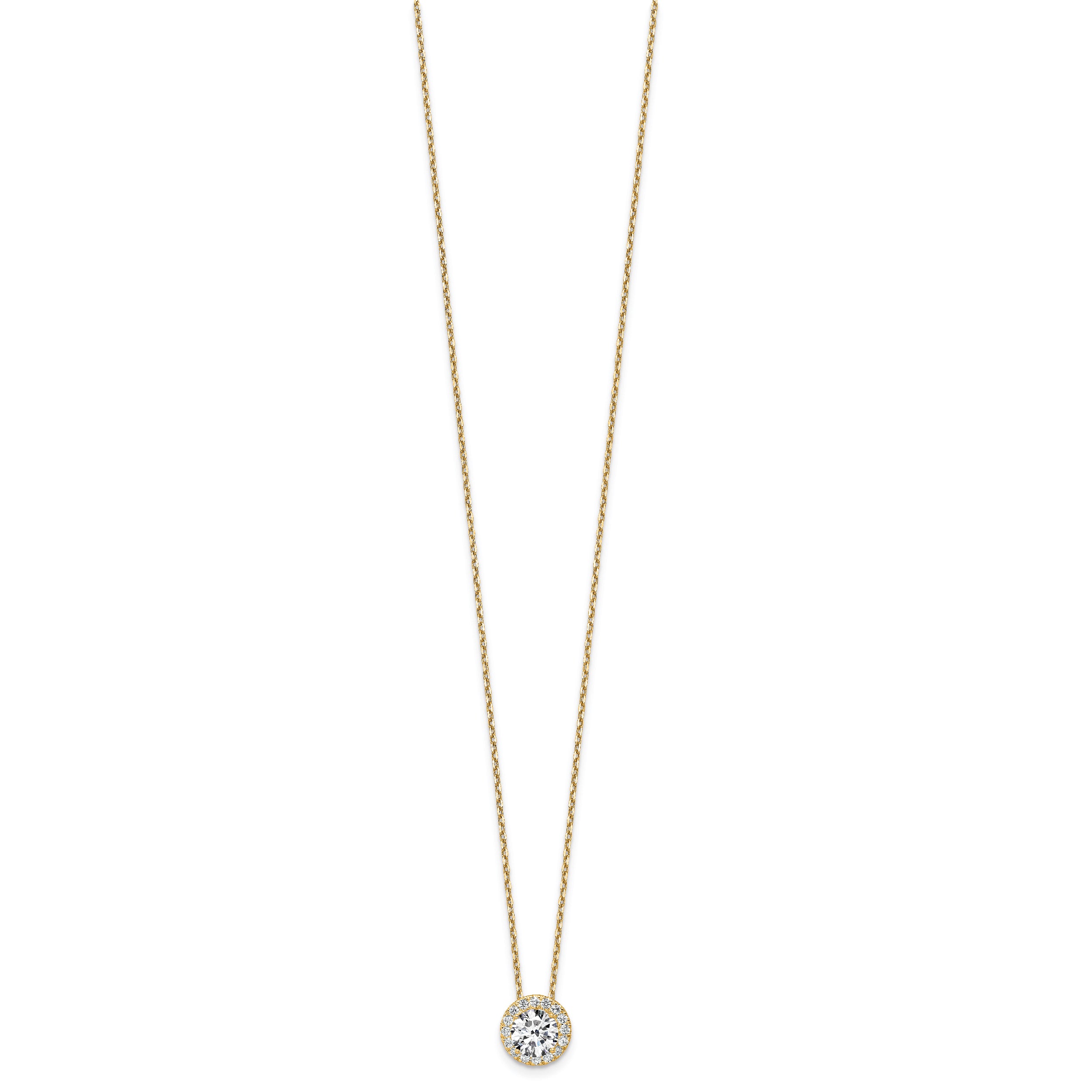 14k 2 1/2 carat Certified Lab Grown Diamond VS/SI+ G+ Complete 18 inch Halo Pendant Necklace