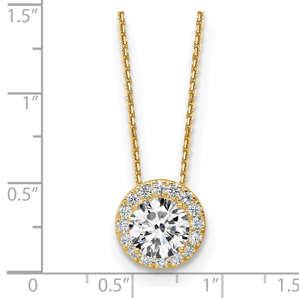 14k 2 1/2 carat Certified Lab Grown Diamond VS/SI+ G+ Complete 18 inch Halo Pendant Necklace