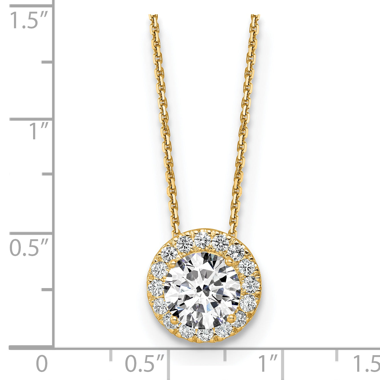 14k 2 1/2 carat Certified Lab Grown Diamond VS/SI+ G+ Complete 18 inch Halo Pendant Necklace