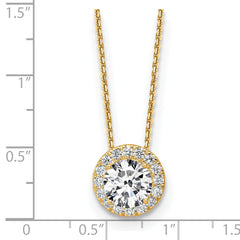 14k 2 1/2 carat Certified Lab Grown Diamond VS/SI+ G+ Complete 18 inch Halo Pendant Necklace