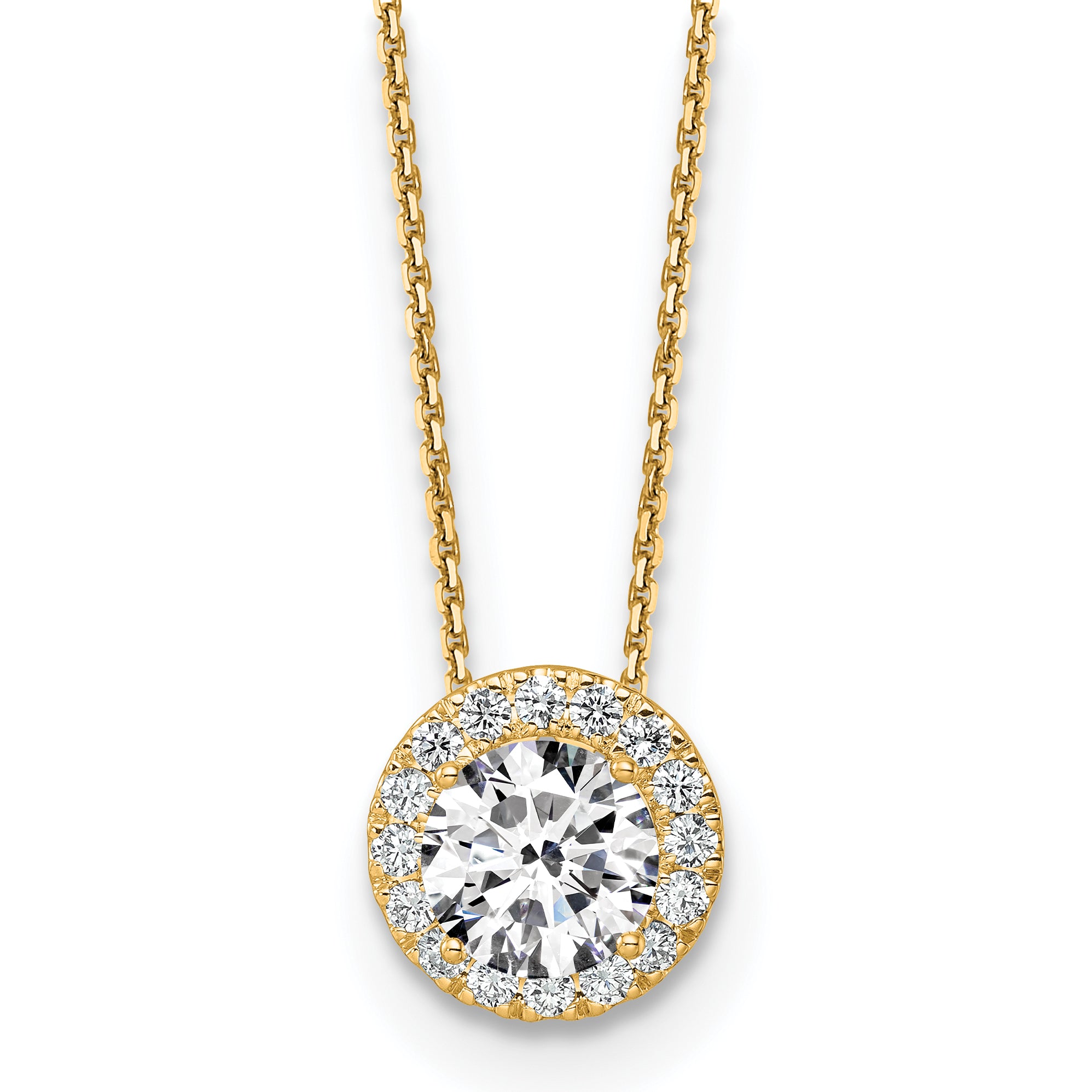 14k 2 1/2 carat Certified Lab Grown Diamond VS/SI+ G+ Complete 18 inch Halo Pendant Necklace Main image