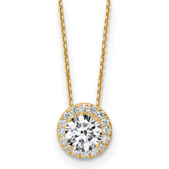 14k 2 1/2 carat Certified Lab Grown Diamond VS/SI+ G+ Complete 18 inch Halo Pendant Necklace