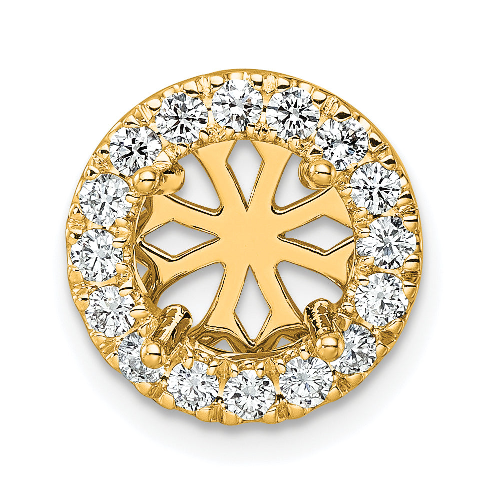 14k 1/2 carat Lab Grown Diamond VS/SI+ G+ Semi Mount Round Halo Chain Slide Pendant