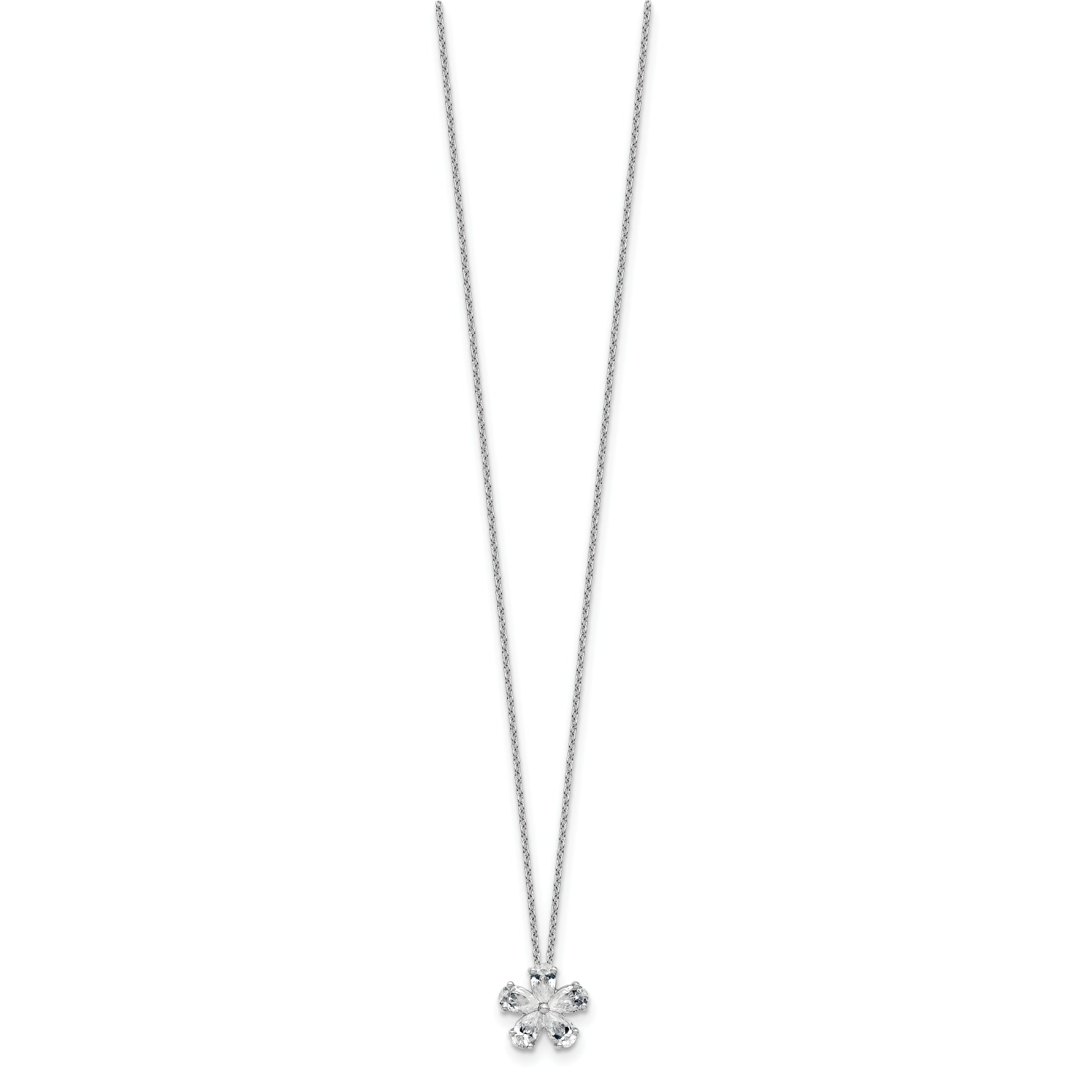 14k White Gold 1 carat Lab Grown Diamond VS+ F+ Complete 18 inch Flower Pendant Necklace