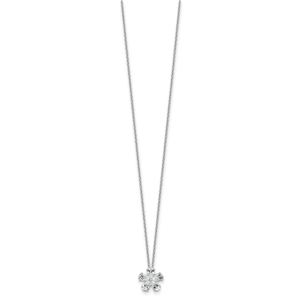 14k White Gold 1 carat Lab Grown Diamond VS+ F+ Complete 18 inch Flower Pendant Necklace