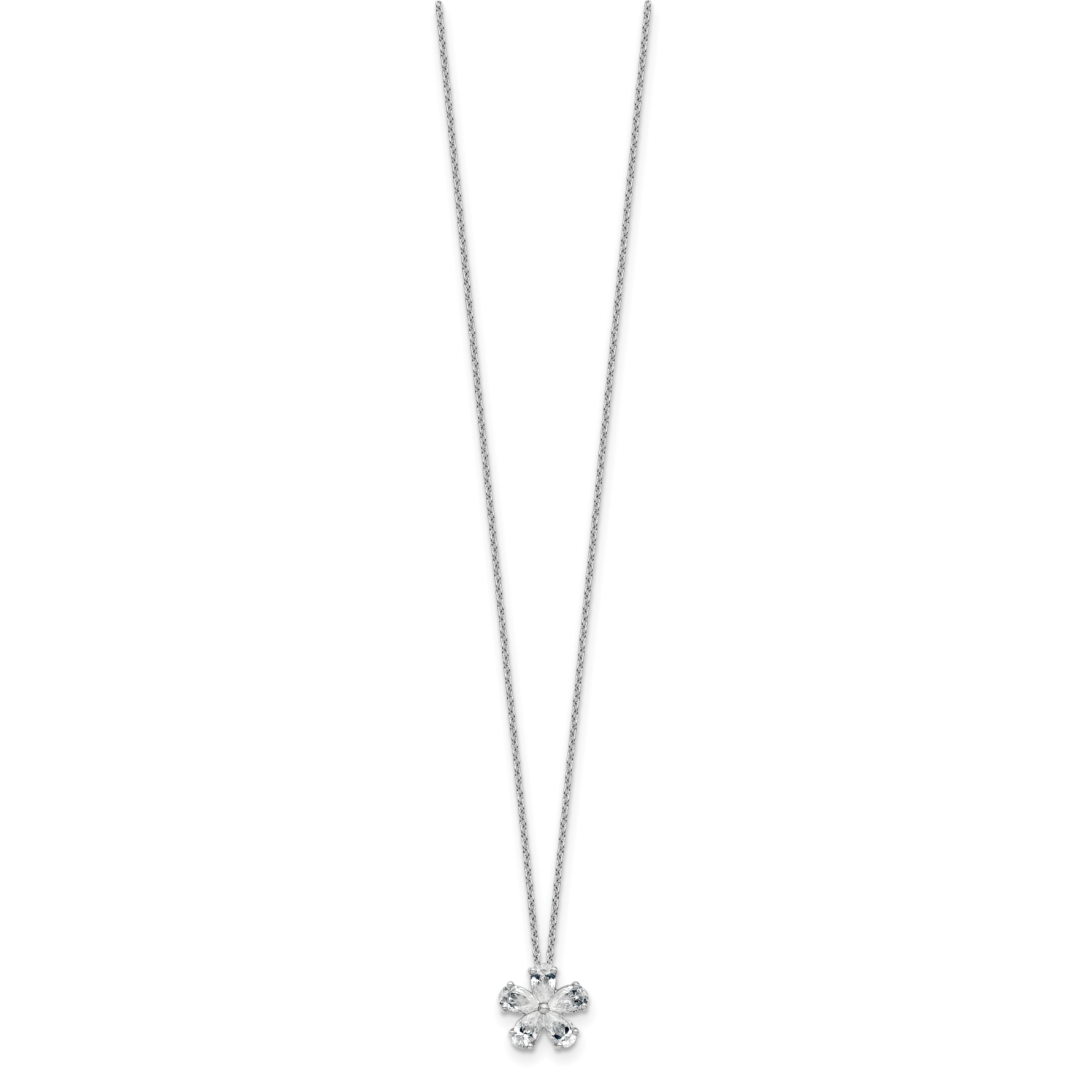 14k White Gold 1 carat Lab Grown Diamond VS+ F+ Complete 18 inch Flower Pendant Necklace