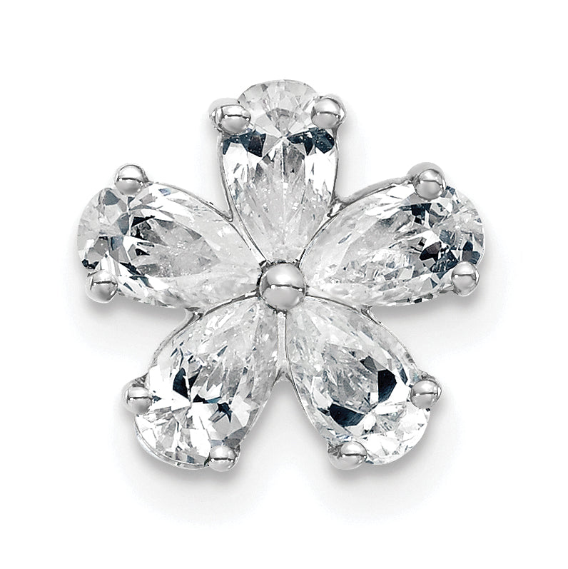 14k White Gold 1 carat Lab Grown Diamond VS+ F+ Complete Flower Chain Slide Pendant Main image