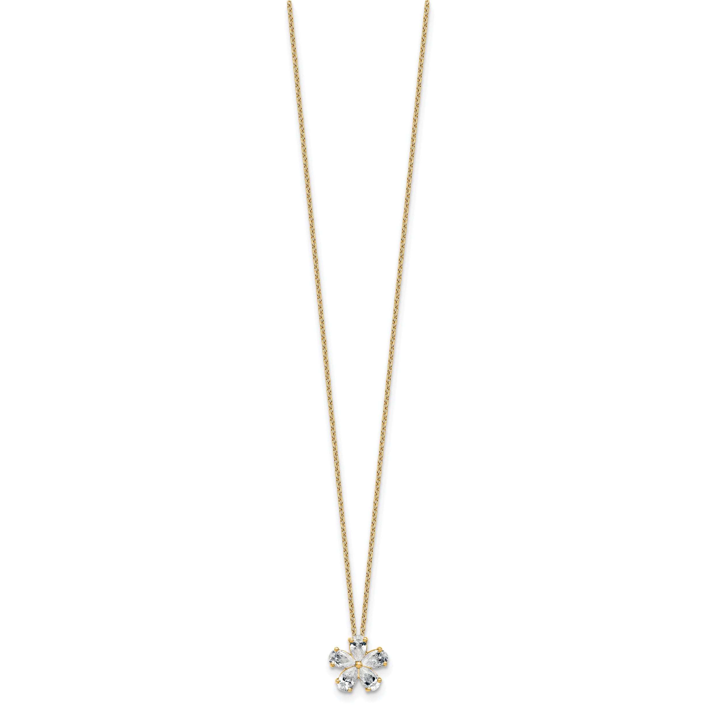 14k 1 carat Lab Grown Diamond VS+ F+ Complete 18 inch Flower Pendant Necklace
