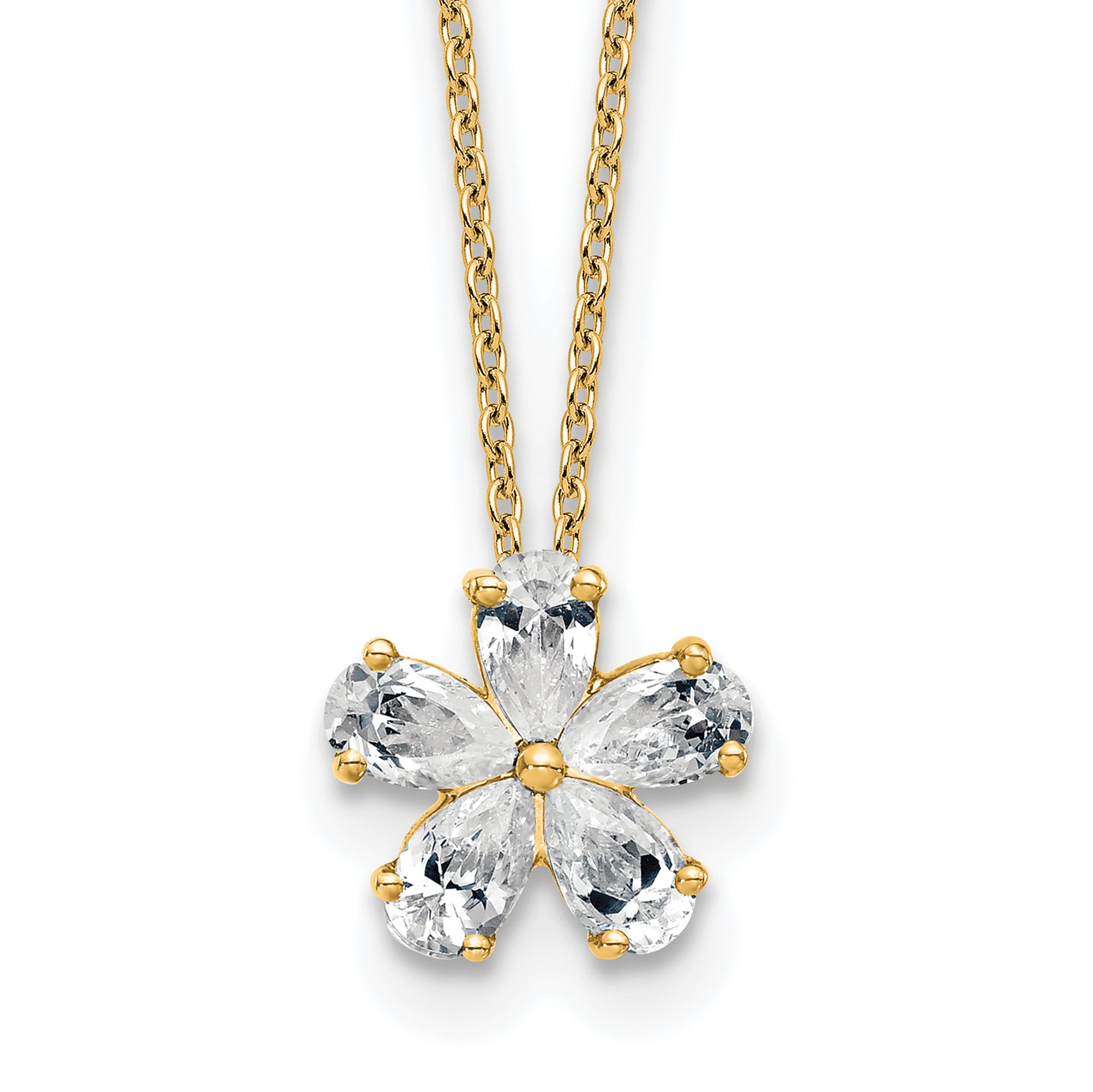 14k 1 carat Lab Grown Diamond VS+ F+ Complete 18 inch Flower Pendant Necklace