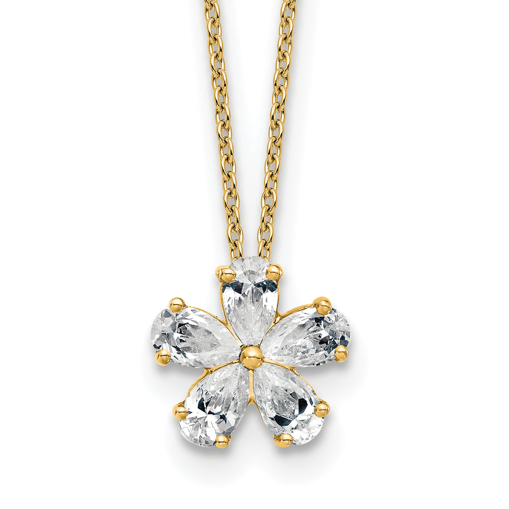 14k 1 carat Lab Grown Diamond VS+ F+ Complete 18 inch Flower Pendant Necklace