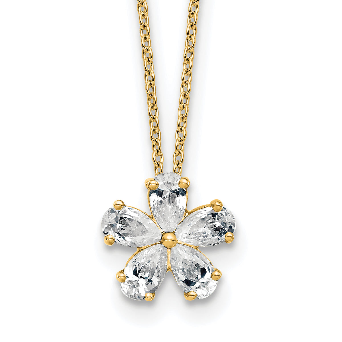 14k 1 carat Lab Grown Diamond VS+ F+ Complete 18 inch Flower Pendant Necklace