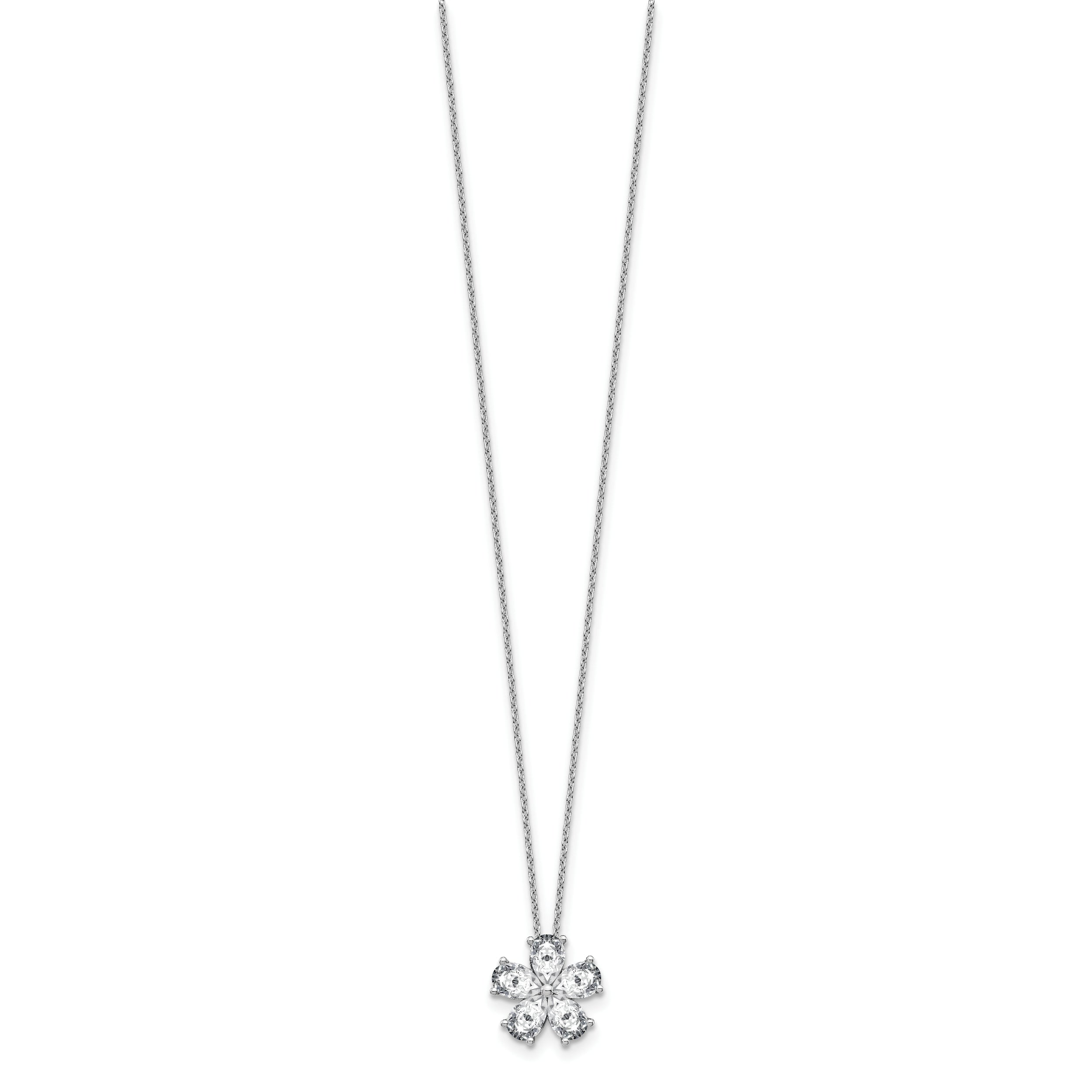 14k White Gold 2 carat Lab Grown Diamond VS+ F+ Complete 18 inch Flower Pendant Necklace