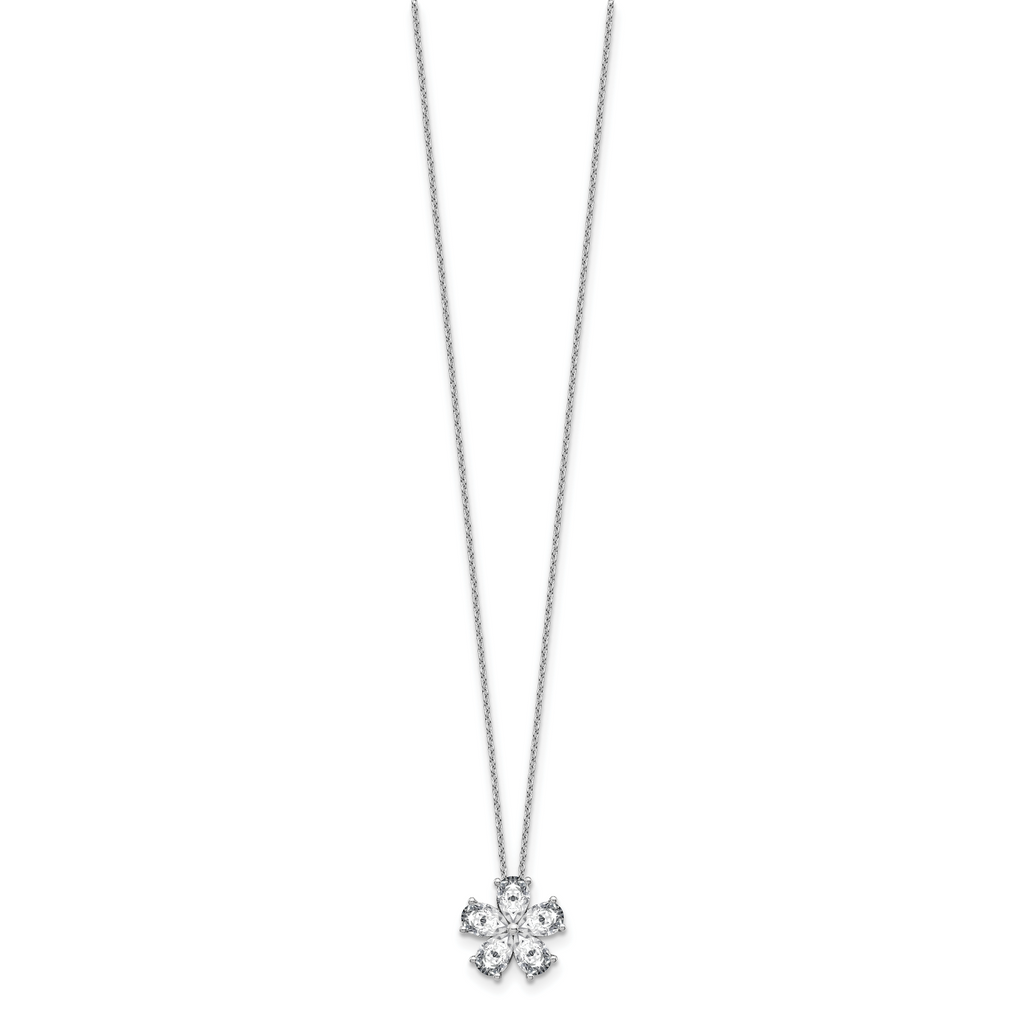 14k White Gold 2 carat Lab Grown Diamond VS+ F+ Complete 18 inch Flower Pendant Necklace