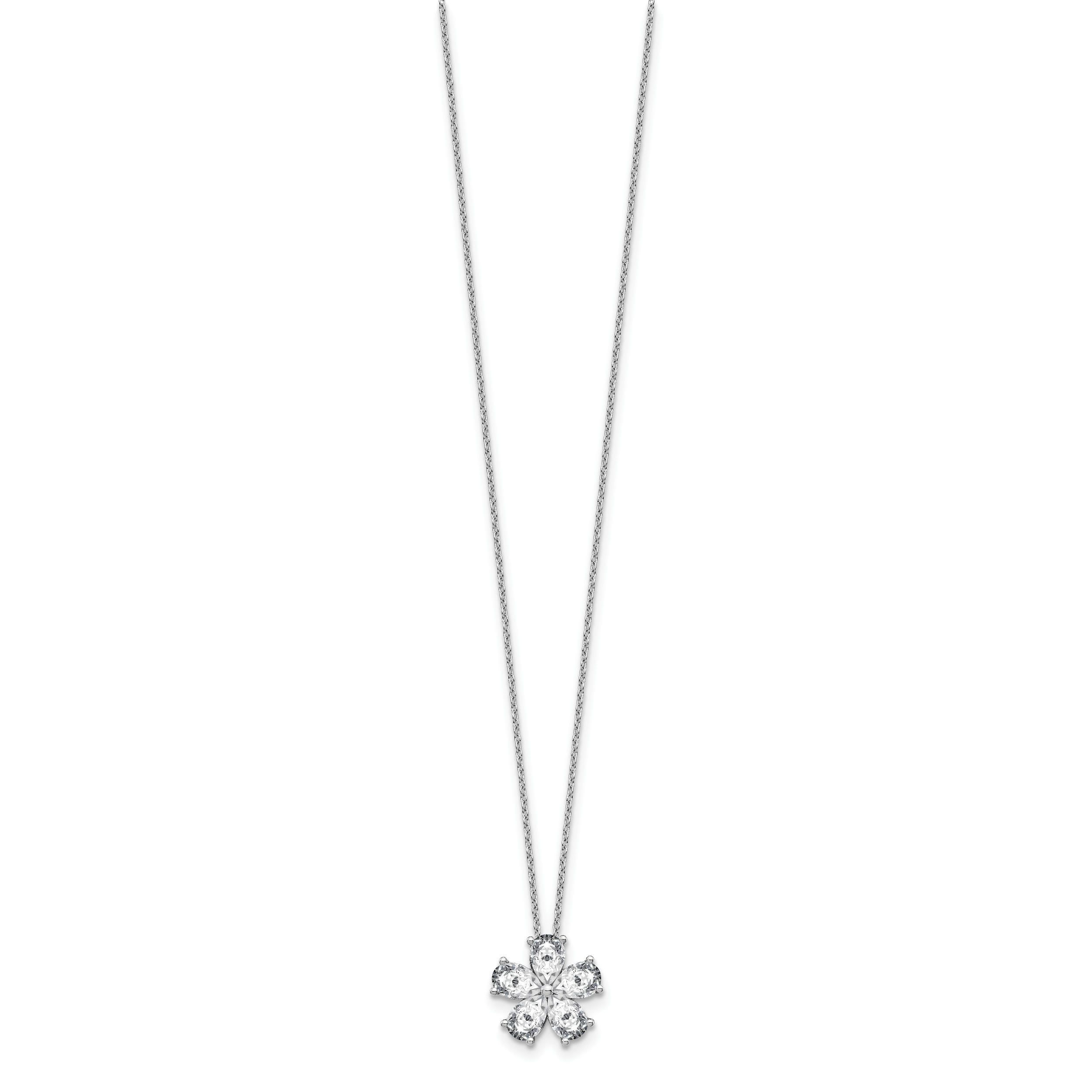 14k White Gold 2 carat Lab Grown Diamond VS+ F+ Complete 18 inch Flower Pendant Necklace