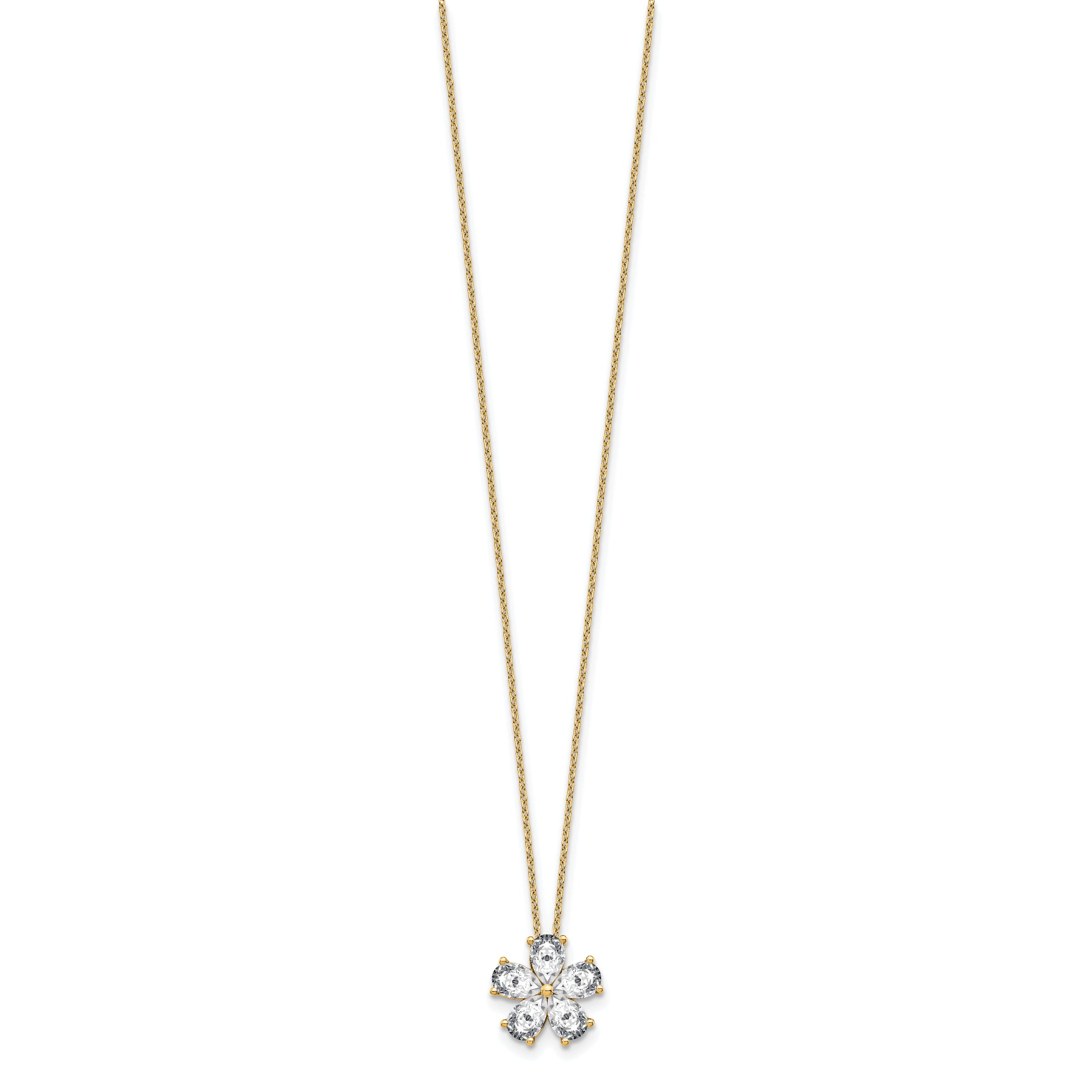 14k 2 carat Lab Grown Diamond VS+ F+ Complete 18 inch Flower Pendant Necklace