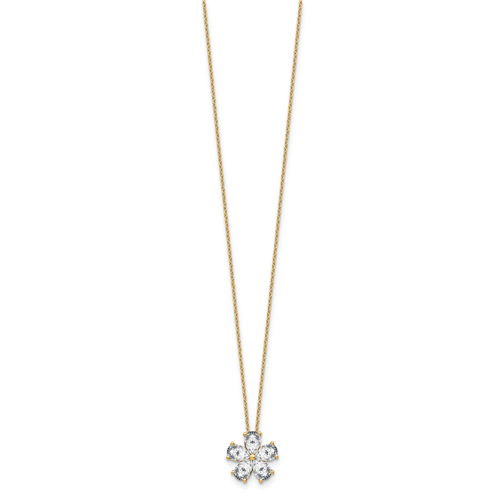 14k 2 carat Lab Grown Diamond VS+ F+ Complete 18 inch Flower Pendant Necklace