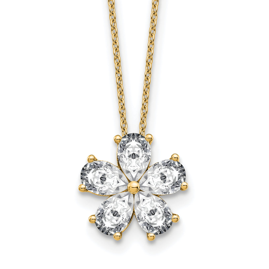 14k 2 carat Lab Grown Diamond VS+ F+ Complete 18 inch Flower Pendant Necklace