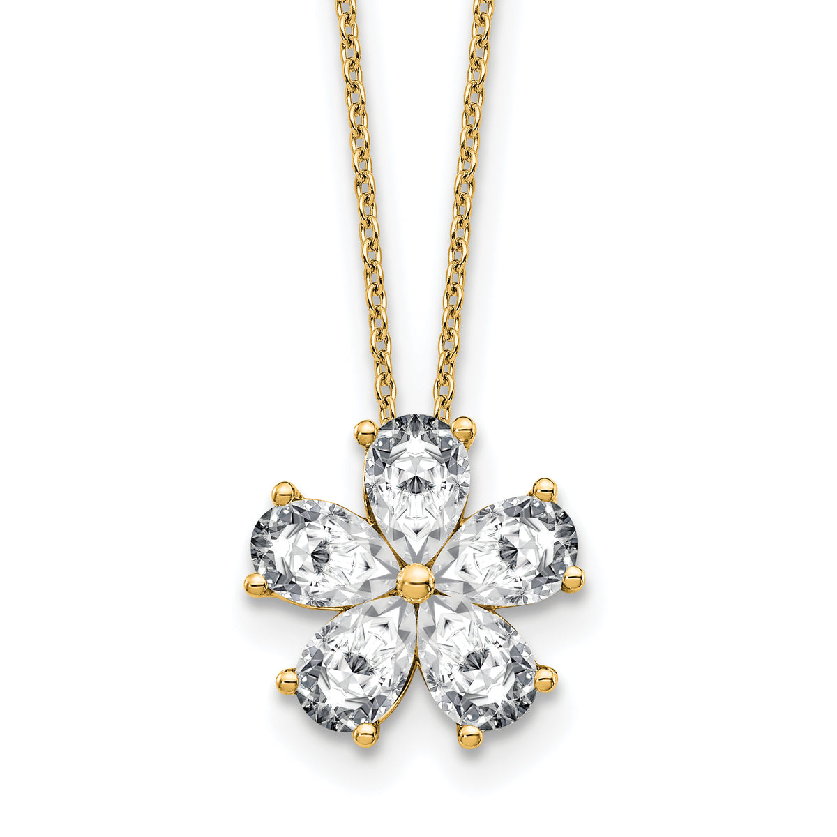 14k 2 carat Lab Grown Diamond VS+ F+ Complete 18 inch Flower Pendant Necklace