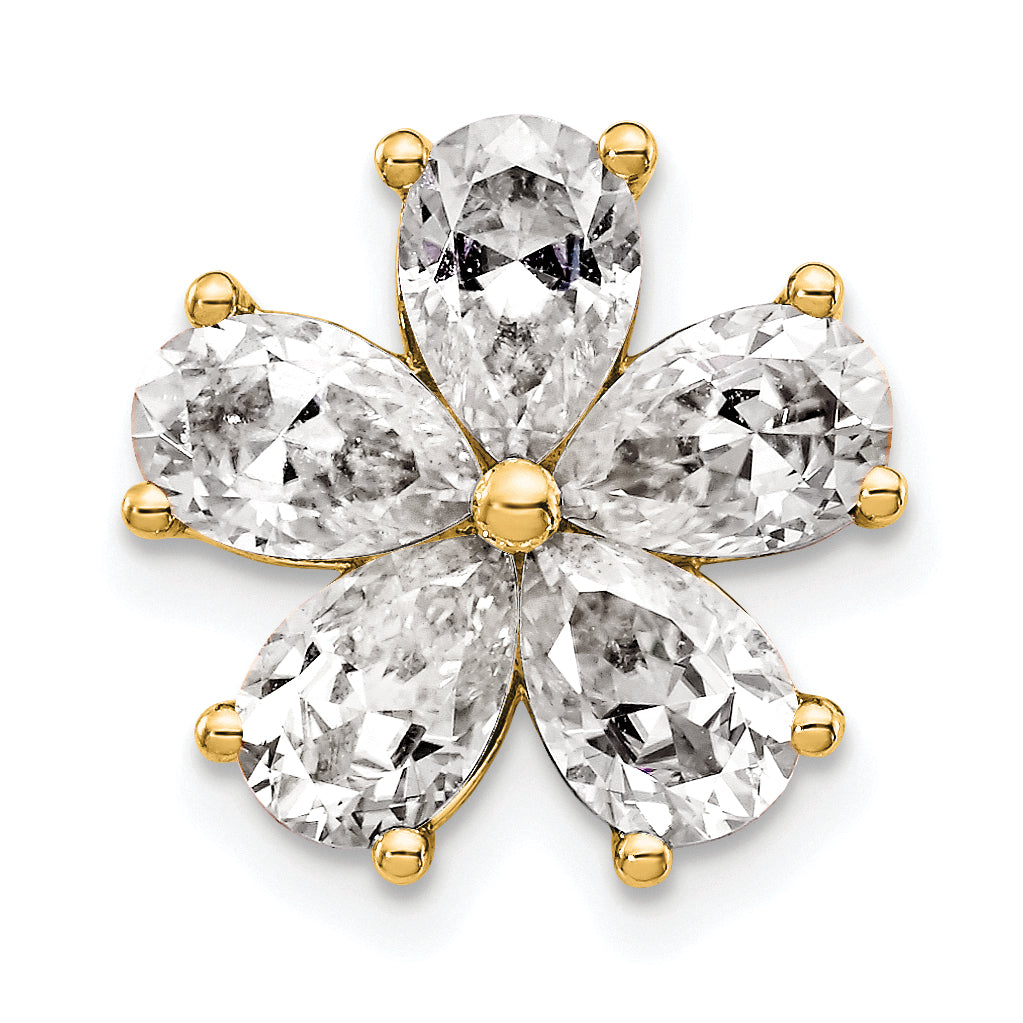 14k 2 carat Lab Grown Diamond VS+ F+ Complete Flower Chain Slide Pendant Main image