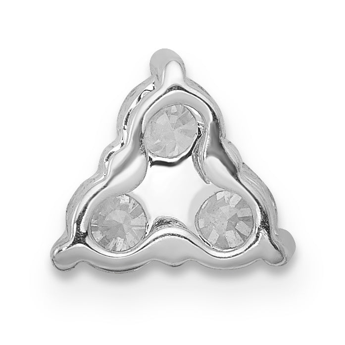 14k White Gold 1/2 carat Lab Grown Diamond VS/SI+ G+ Complete Three Stone Triangle Chain Slide Pendant