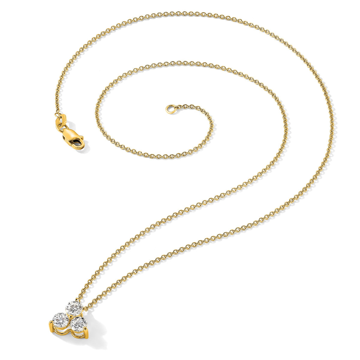 Lab-Grown Diamond Cluster Necklace in 14K Yellow Gold (3/4 ct. tw.), 18 Inch - Sophia Jewelers
