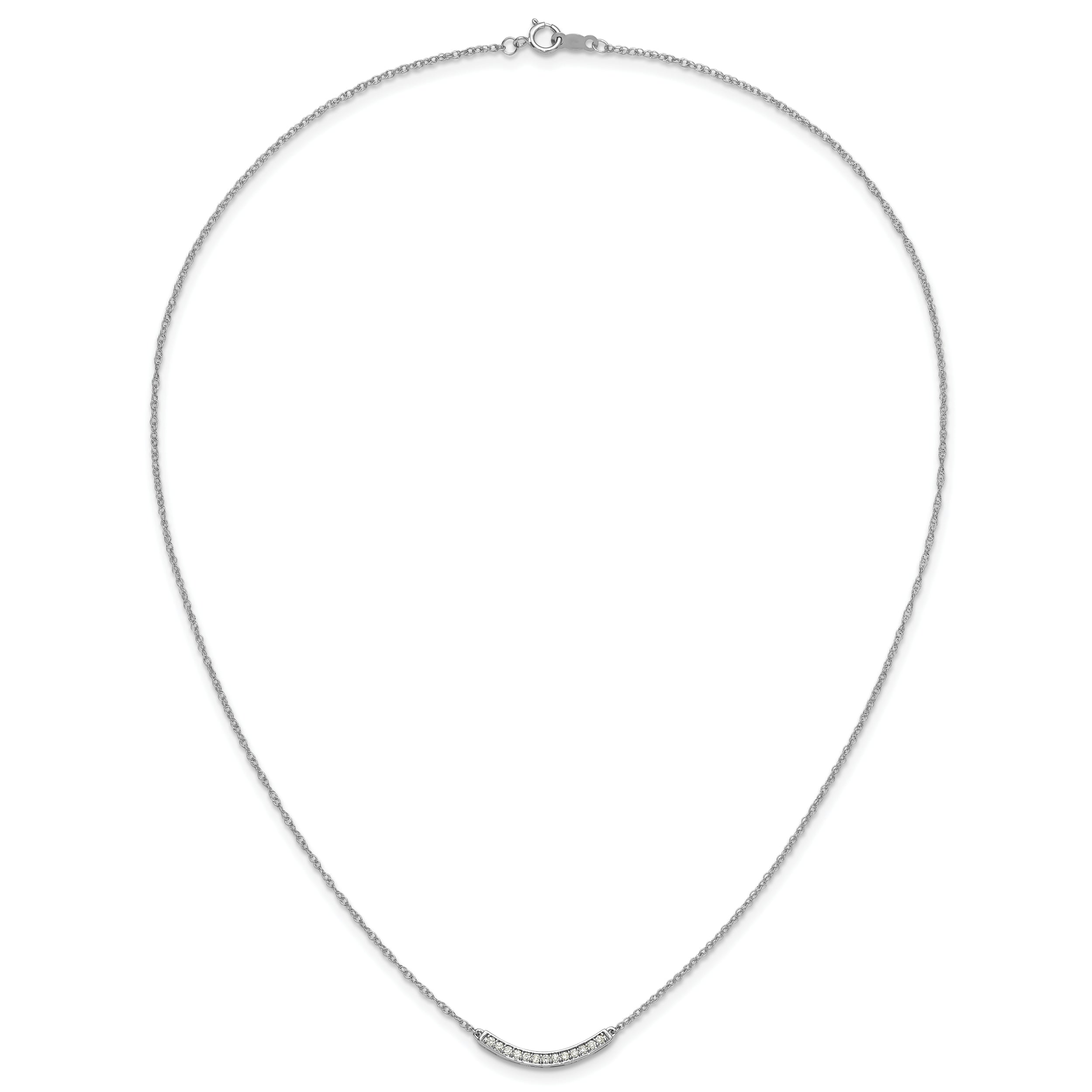 10k White Gold Diamond Curved Bar 18 inch Necklace