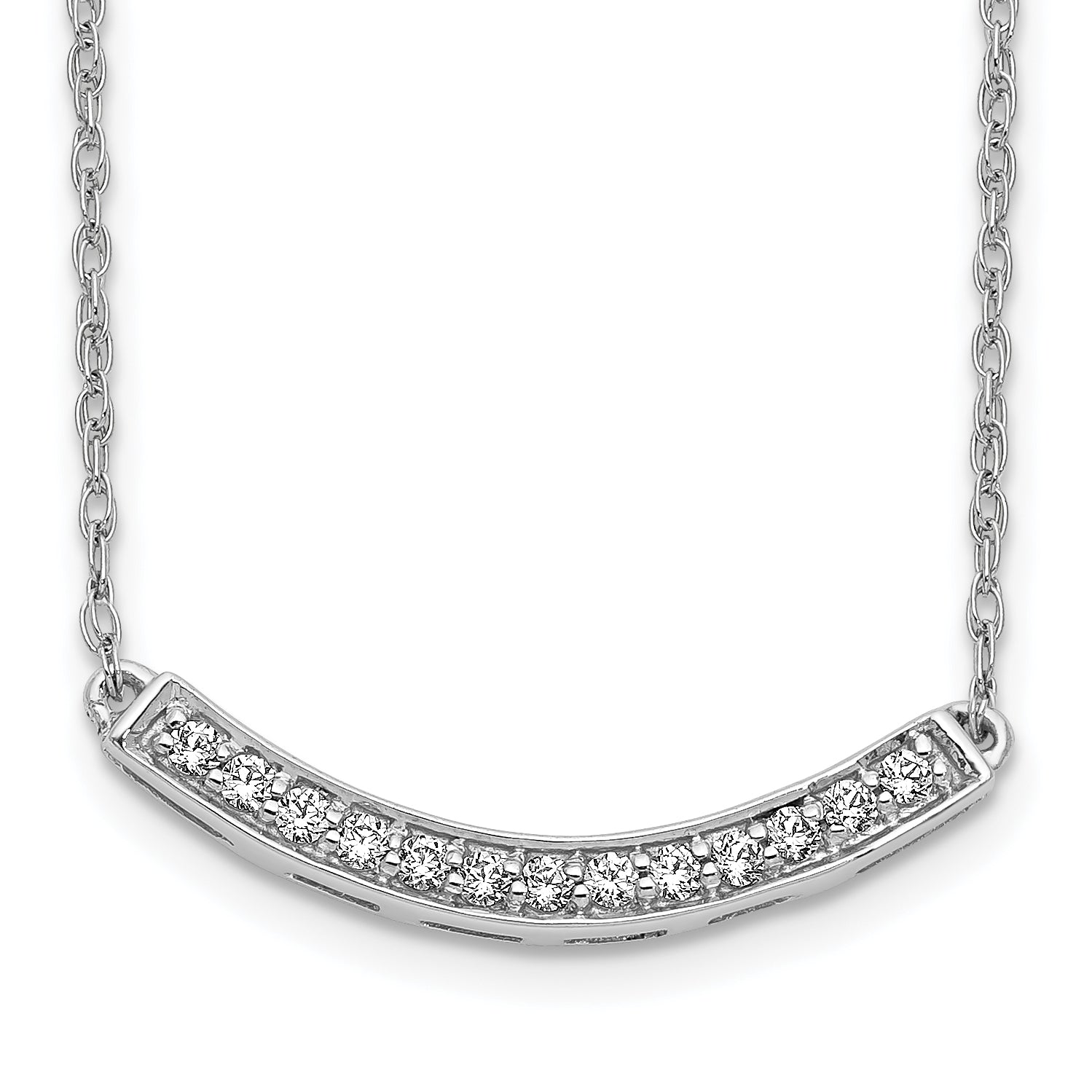 10k White Gold Diamond Curved Bar 18 inch Necklace Main image