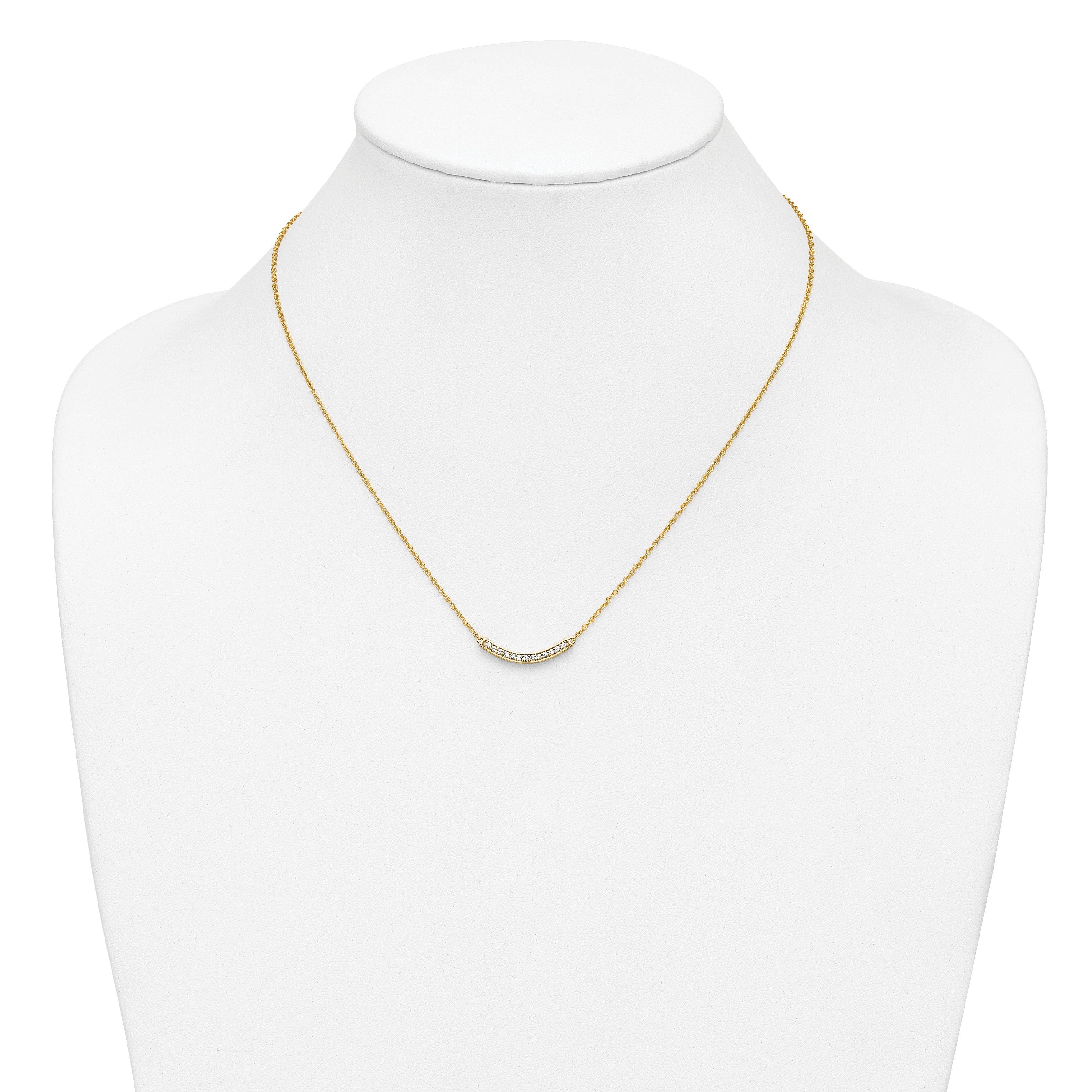 10k Diamond Curved Bar 18 inch Necklace