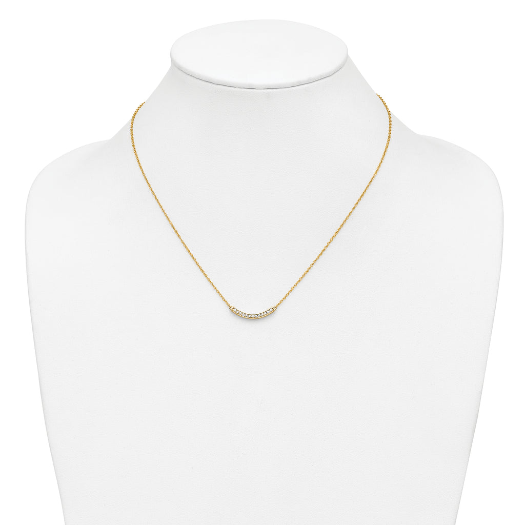 10k Diamond Curved Bar 18 inch Necklace