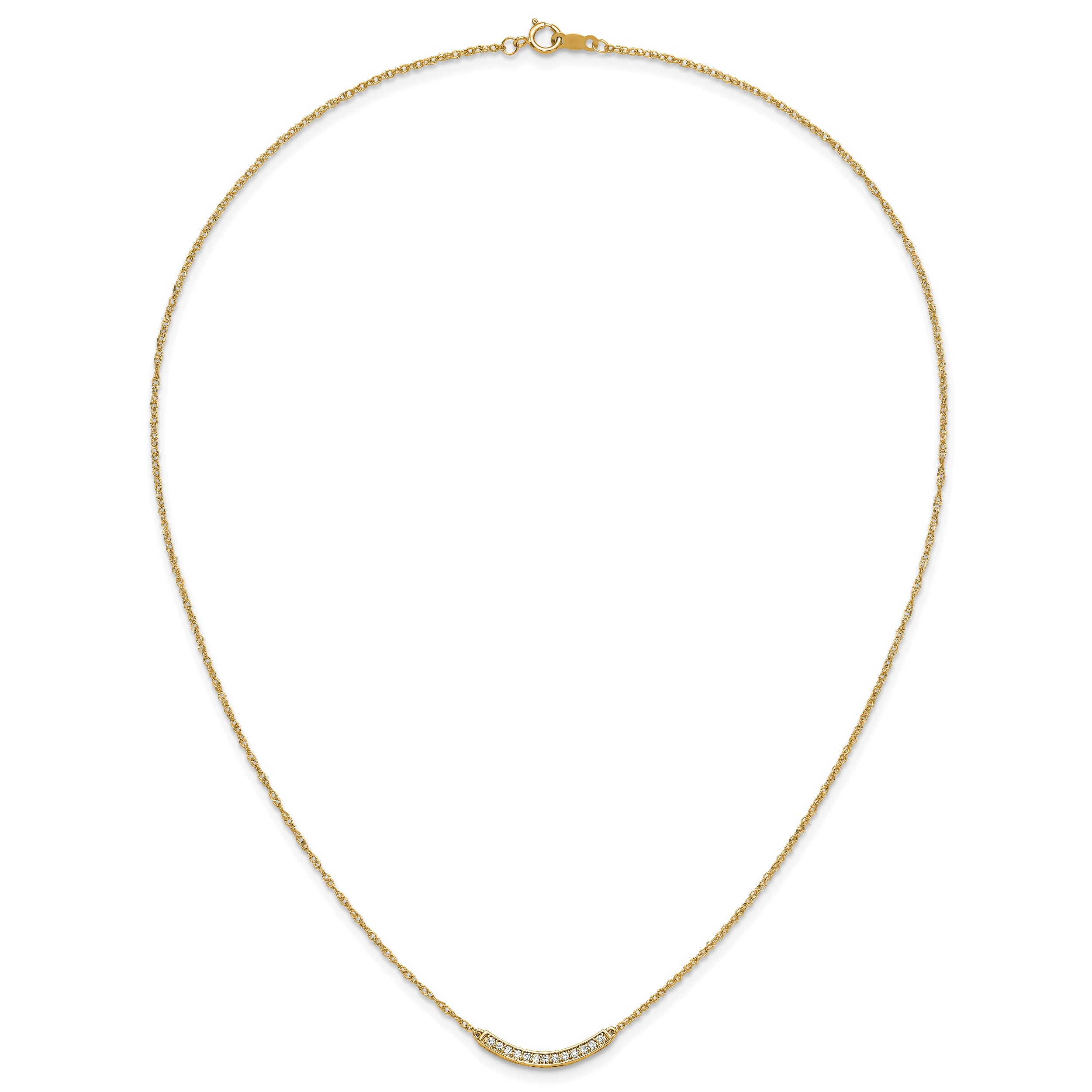 10k Diamond Curved Bar 18 inch Necklace