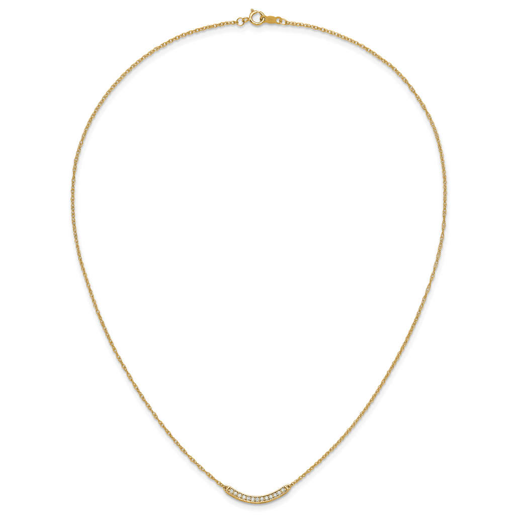 10k Diamond Curved Bar 18 inch Necklace