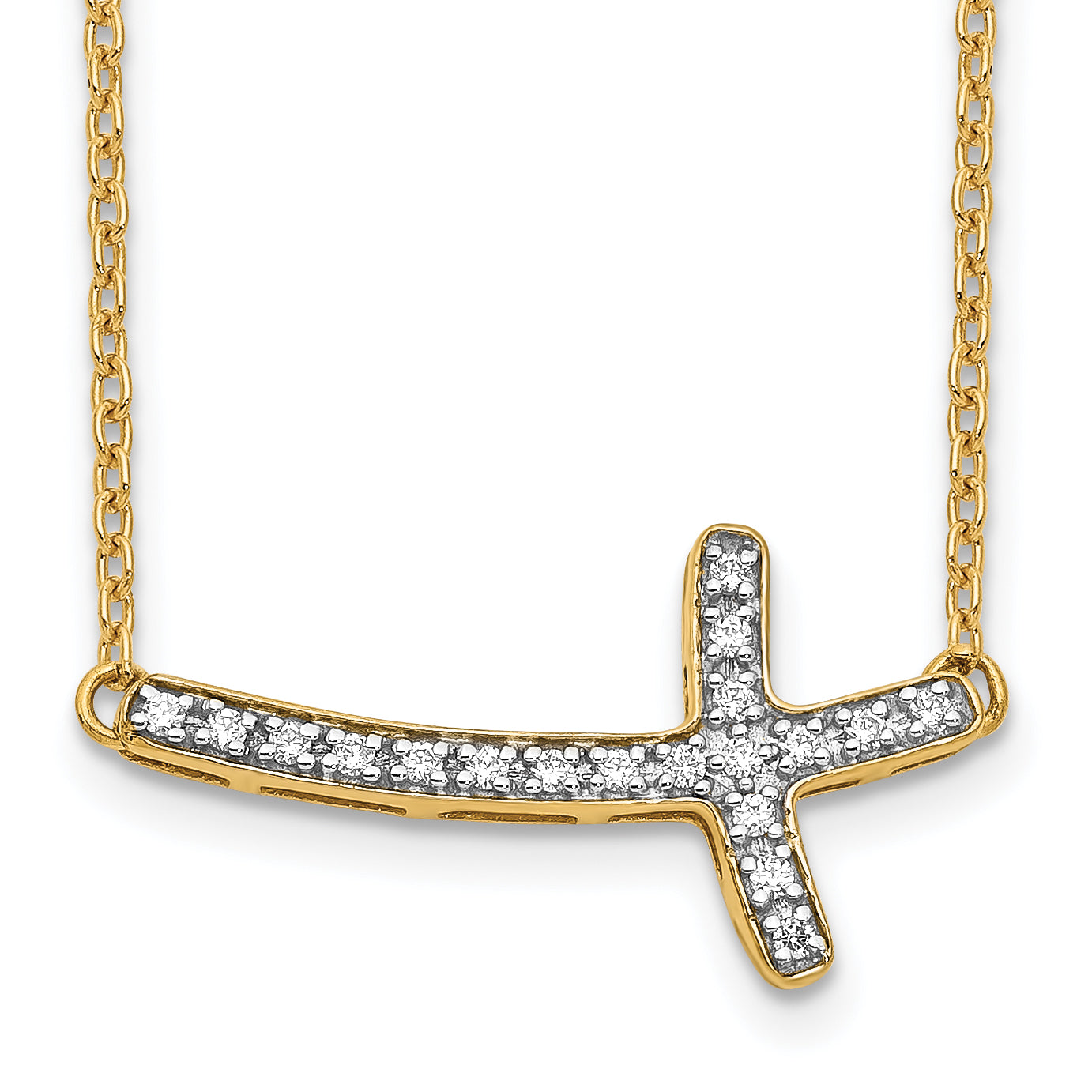 10k Diamond Sideways Cross 18in Necklace Main image