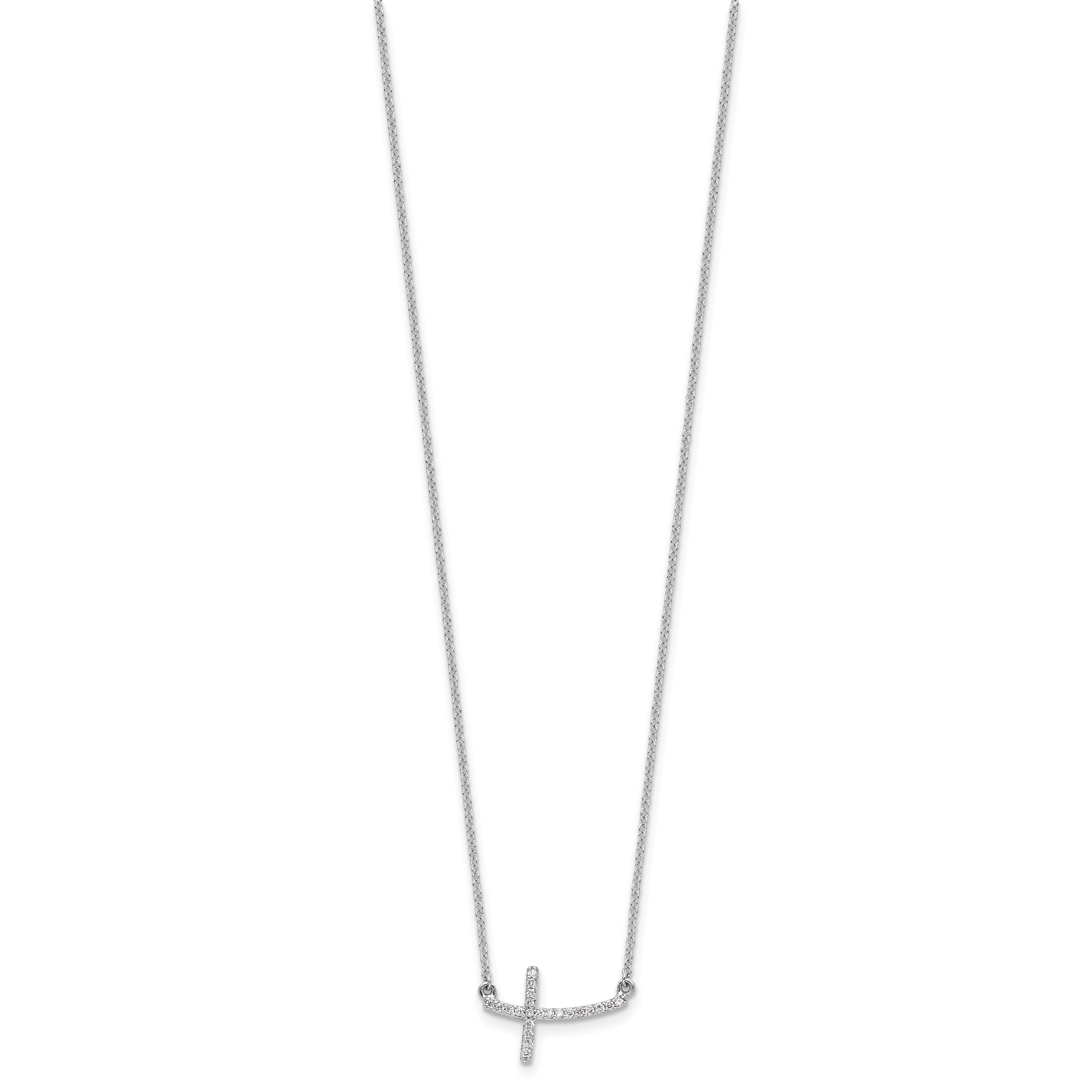 10k White Gold Diamond Sideways Cross 18 in. Necklace Secondary image