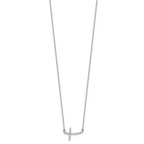 10k White Gold Diamond Sideways Cross 18 in. Necklace