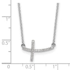 10k White Gold Diamond Sideways Cross 18 in. Necklace