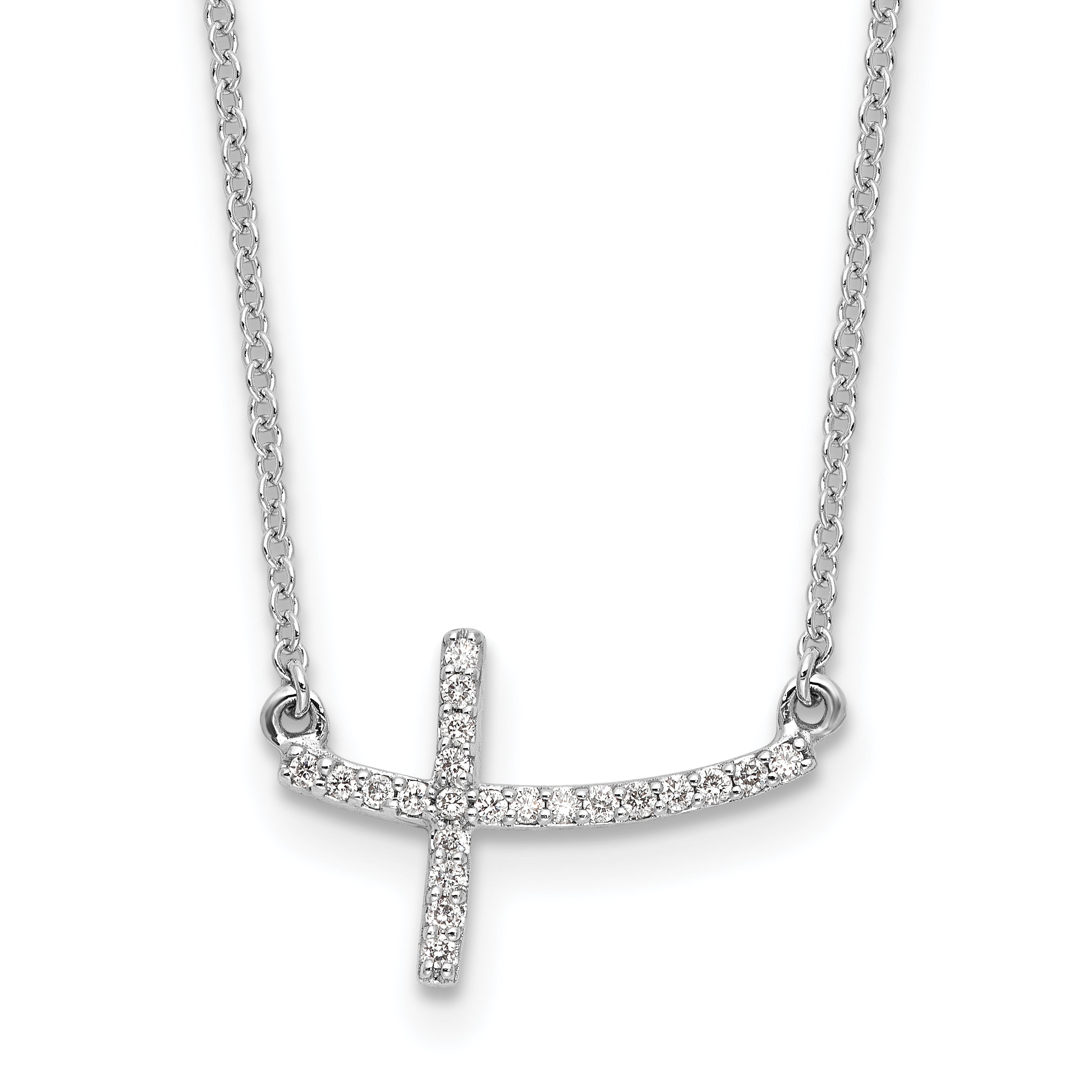 10k White Gold Diamond Sideways Cross 18 in. Necklace Main image