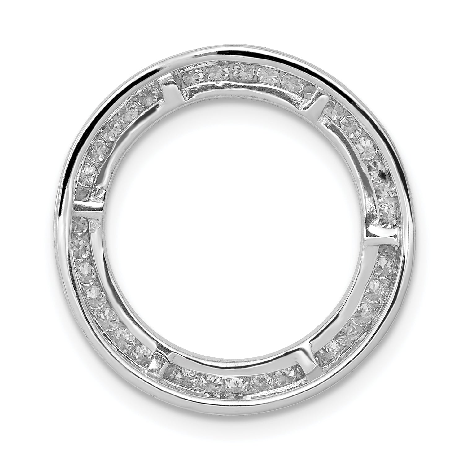 14k White Gold 3/8 carat Lab Grown Diamond VS/SI+ G+ Circle Chain Slide Pendant
