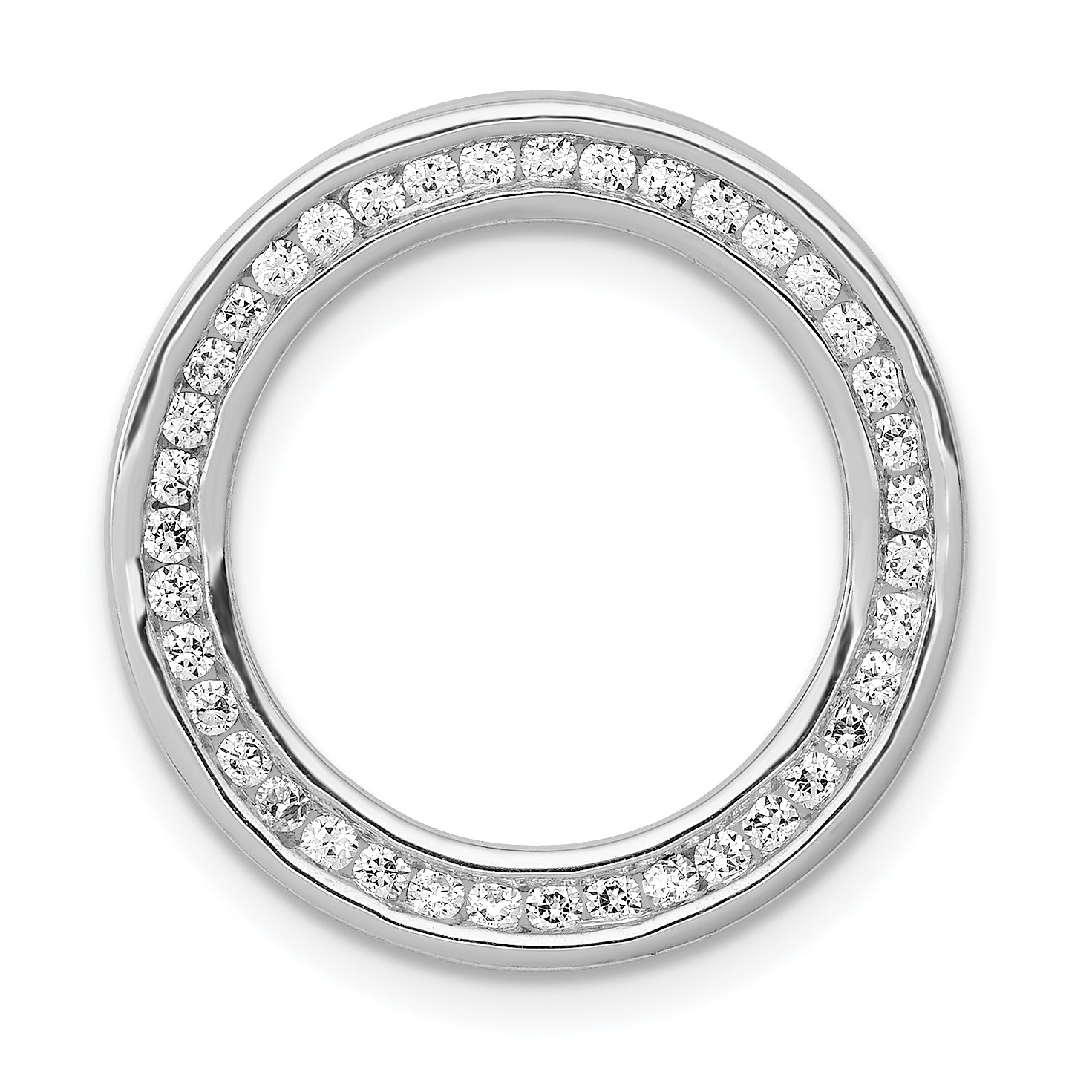 14k White Gold 3/8 carat Lab Grown Diamond VS/SI+ G+ Circle Chain Slide Pendant