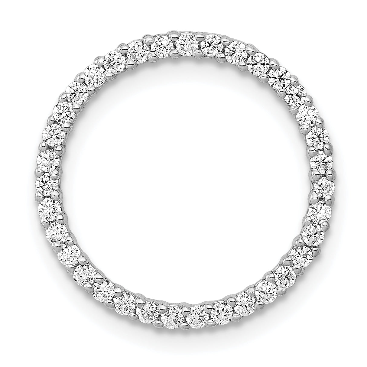 14k White Gold 1/3 carat Lab Grown Diamond VS/SI+ G+ Circle Chain Slide Pendant Main image