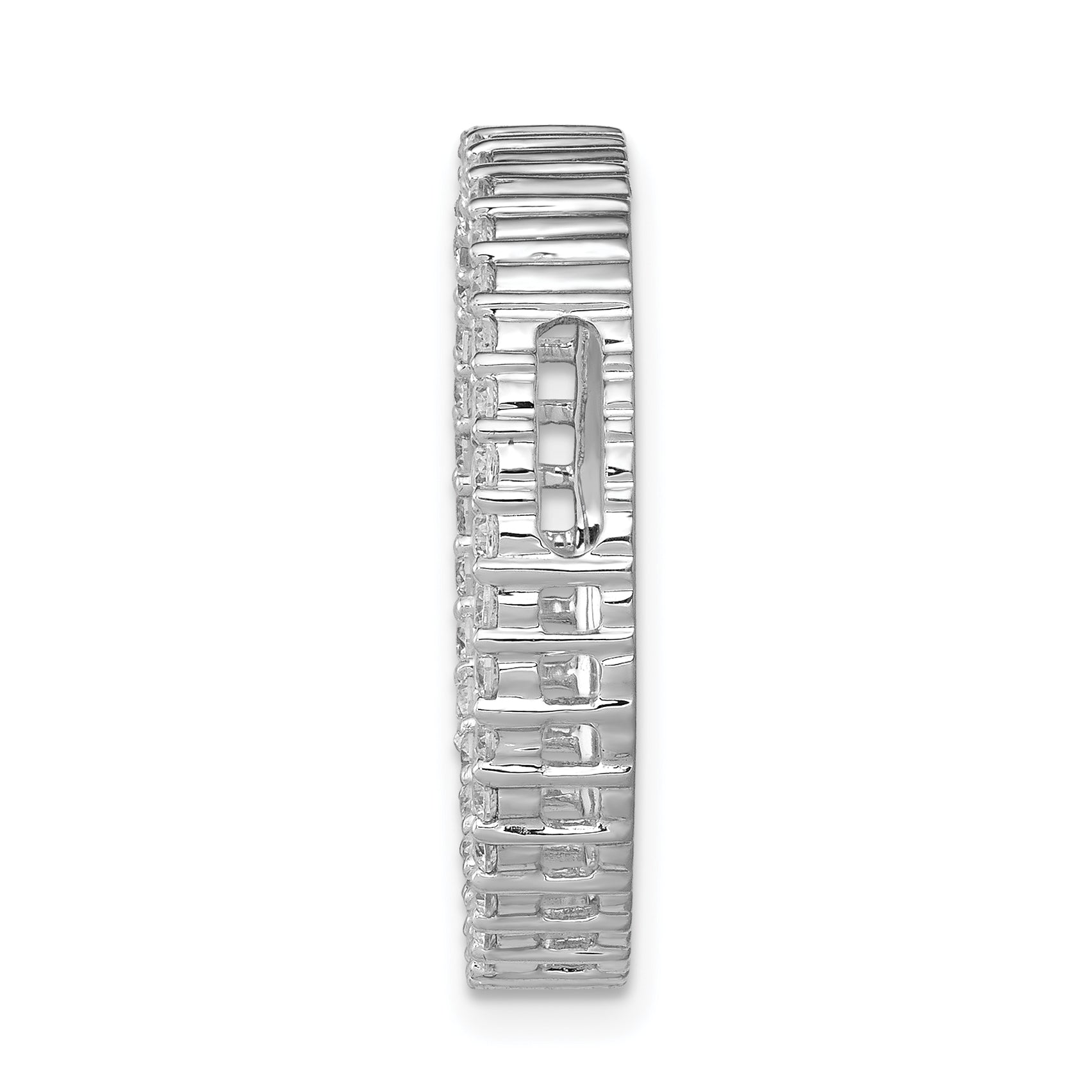 14k White Gold 3/4 carat Lab Grown Diamond VS/SI+ G+ Circle Chain Slide Pendant