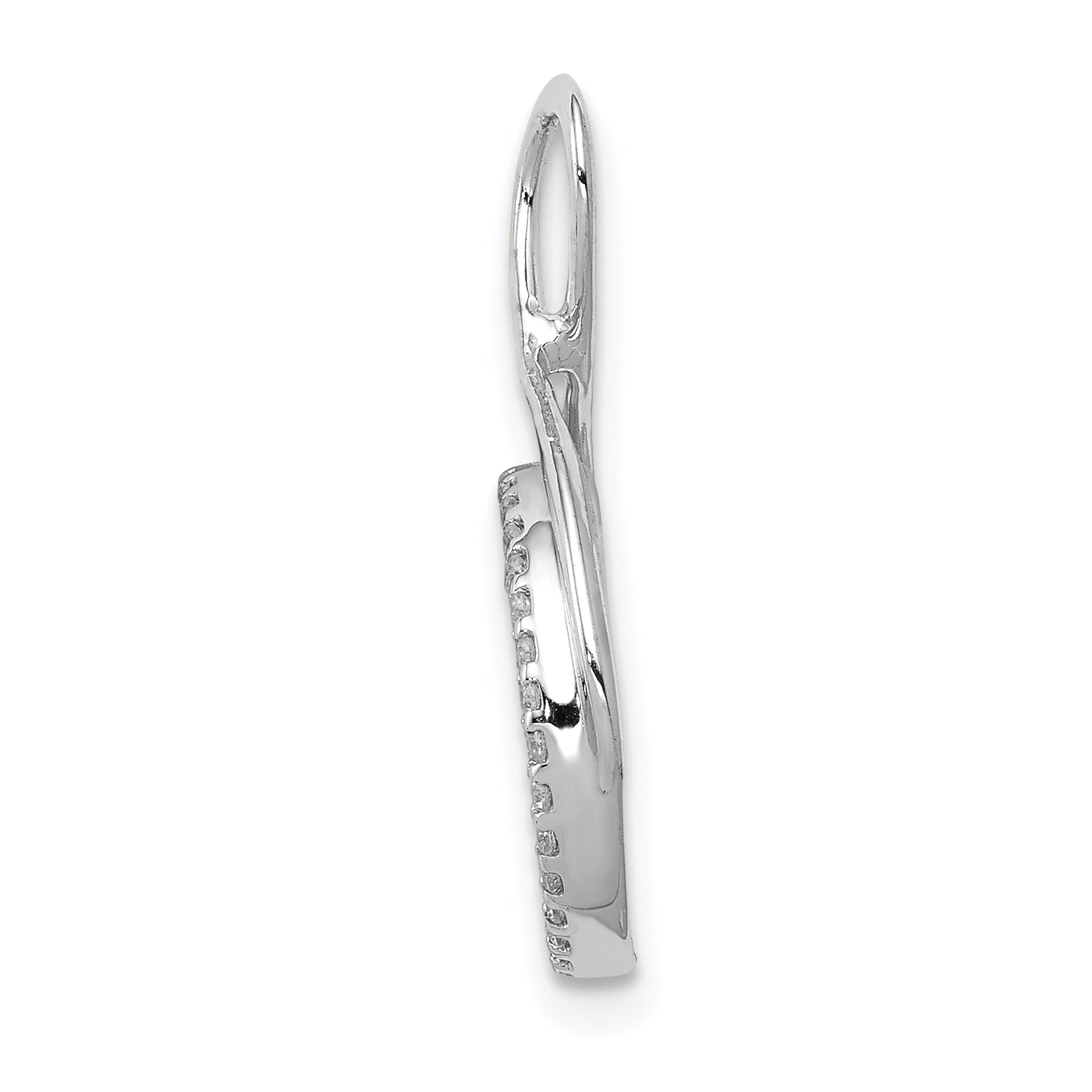 14k White Gold 1/10 carat Lab Grown Diamond VS/SI+ G+ Complete Fashion Circle Dangle Chain Slide Pendant