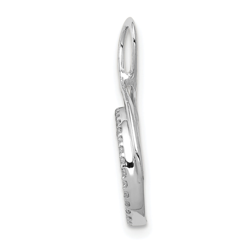 14k White Gold 1/10 carat Lab Grown Diamond VS/SI+ G+ Complete Fashion Circle Dangle Chain Slide Pendant