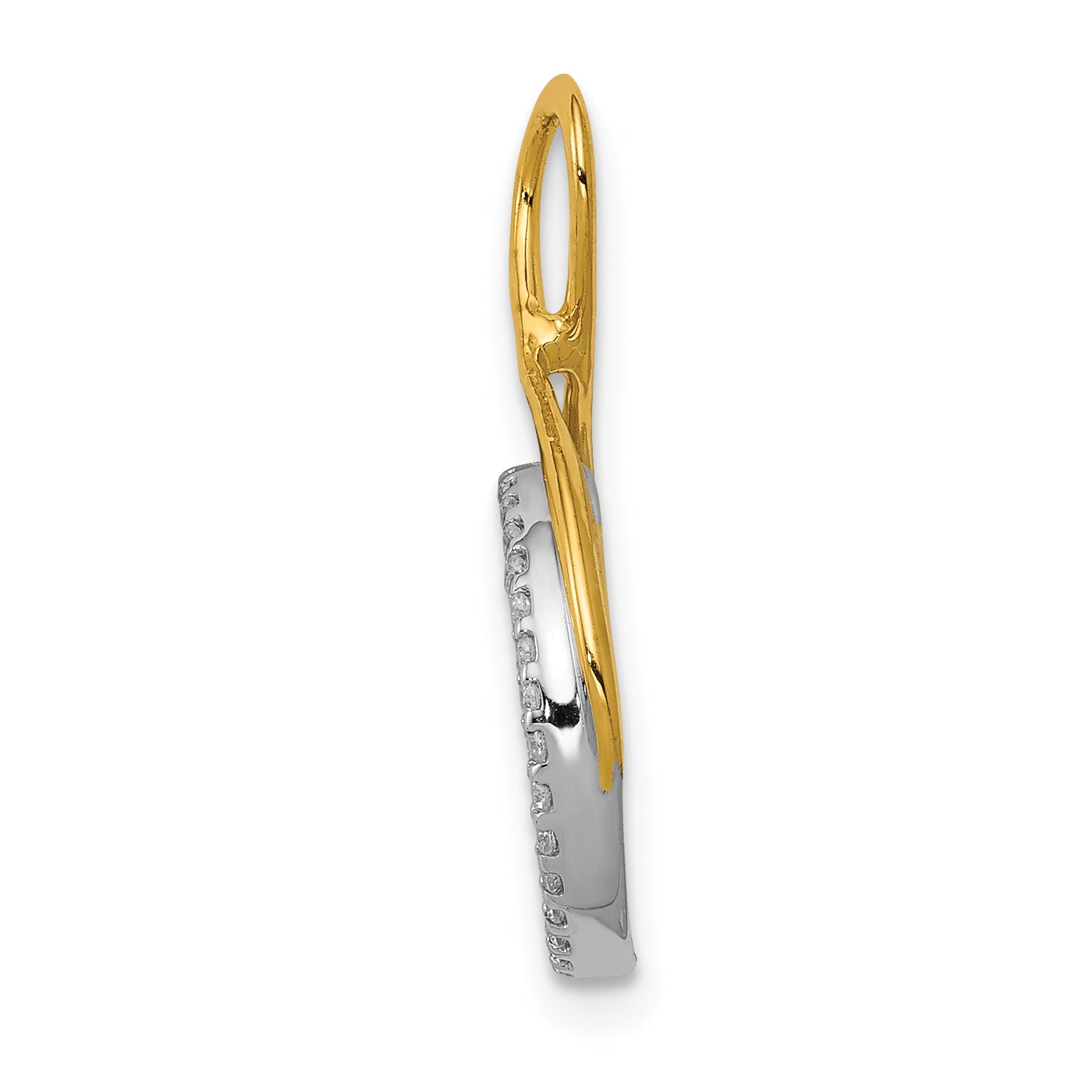 14k Two Tone 1/10 carat Lab Grown Diamond VS/SI+ G+ Complete Fashion Circle Dangle Chain Slide Pendant Secondary image