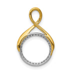 14k Two Tone 1/10 carat Lab Grown Diamond VS/SI+ G+ Complete Fashion Circle Dangle Chain Slide Pendant