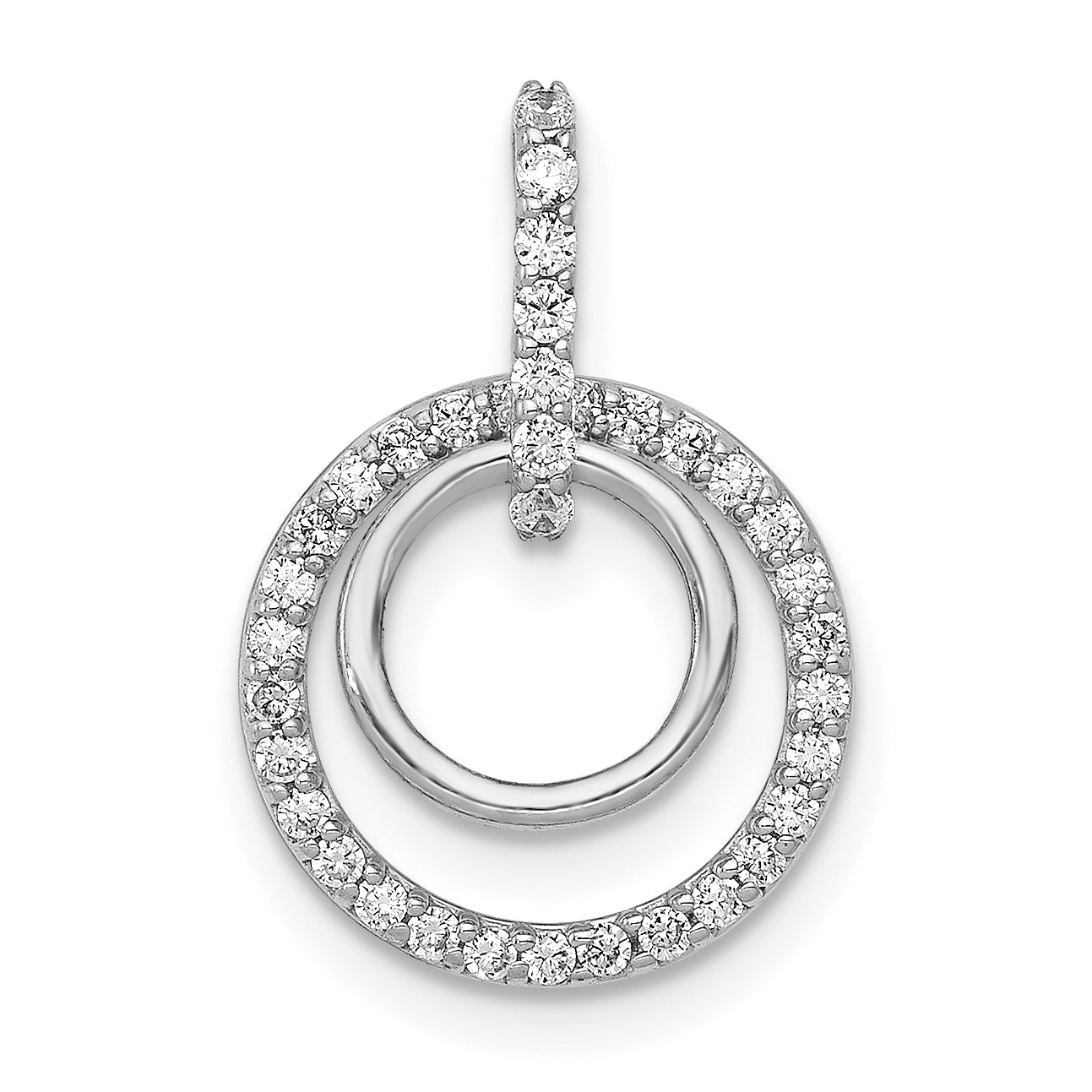 10k White Gold 1/4ct. Diamond Double Circle Dangle Pendant Main image