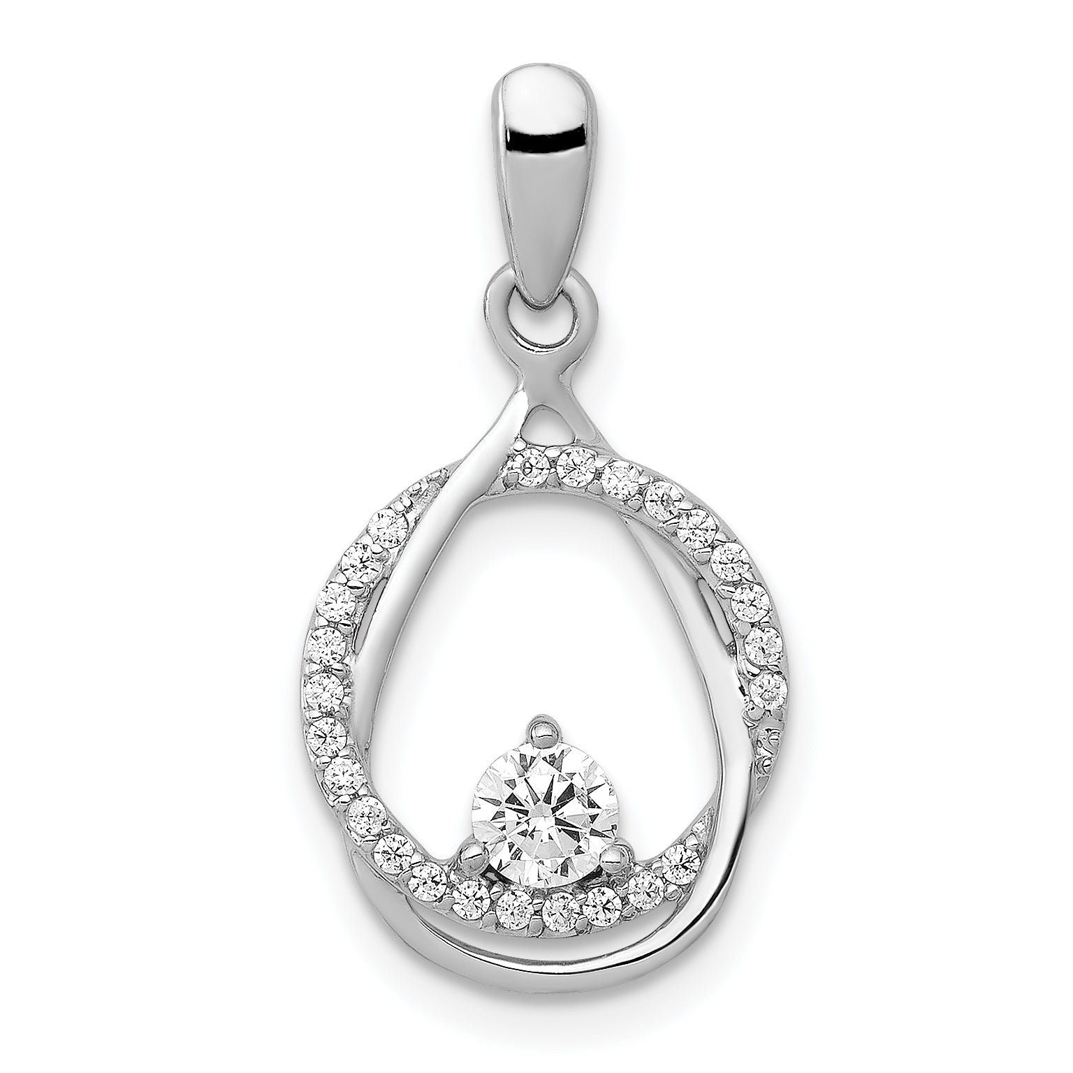 14k White Gold 1/3 carat Lab Grown Diamond VS/SI+ G+ Complete Fashion Circle and Teardrop Pendant Main image